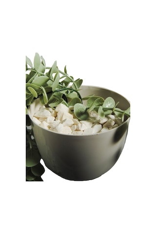 Yapay Çiçek Maxi Boy Beyaz Saksılı Pastel Yeşili Okaliptus Sarkıtı Çok Renkli