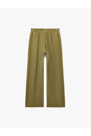Koton Viskon Kumaş Cepli Beli Bağcıklı Geniş Paça Pantolon Haki 7wak40024pw