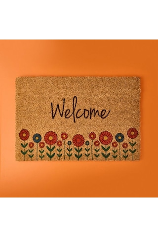 Chilai Home Blattern Koko Çiçek Desenli Welcome Kapı Paspası - Renkli - 40x60 Cm Renkli