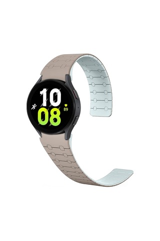 Galaxy Watch Uyumlu 6 44mm Zore Krd-111 20mm Çizgili Desenli Silikon Kordon-haki