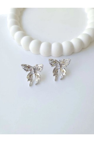 Çelik Silver Kelebek Küpe Sevgiliye Hediye