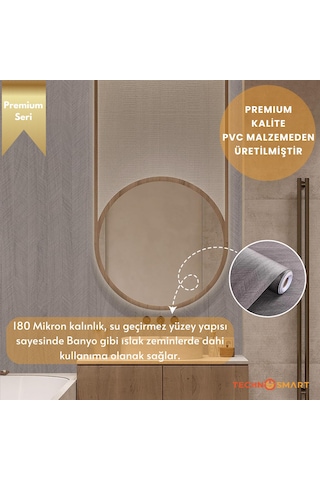 Technosmart 60 100cm Kendinden Yapışkanlı Balıksırtı Desenli Premium Duvar Kağıdı Masa Dolap Kaplama Vizon