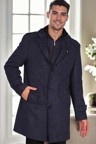 Plt9401 Dewberry Erkek Palto-desenli Lacivert Desenli Lacivert