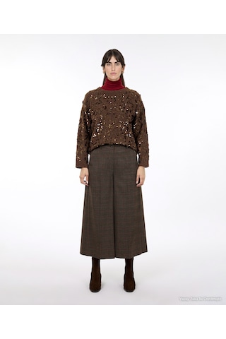 Yargıcı Wide Leg Normal Bel Pantolon 26kkpn3032x 003 Kahverengi
