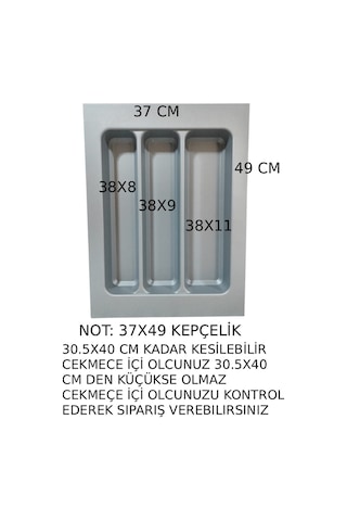 37/49 Cm 2'li Takım Cekmece Içi Kasıklık Ve Kepçelik Grı 30/40 Cm Kadar Kesılebılır