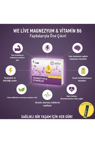 Magnezyum & Vitamin B6 Takviye Edici Gıda 60 Tablet - Enerji Desteği, Kas Ve Sinir Sağlığı