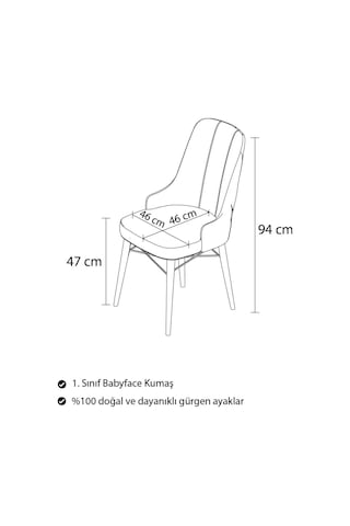 Mitra Serisi, 6 Adet Antrasit Mutfak Sandalyesi, Ceviz Gürgen Ayak, 1. Sınıf Babyface Kumaş