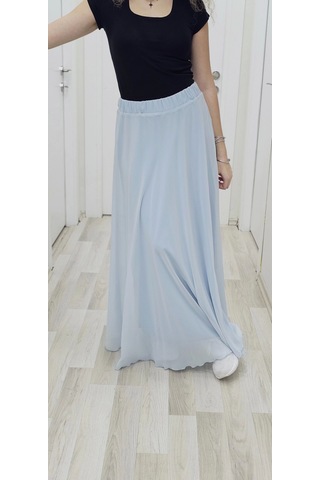 Bel Lastikli Kloş Şifon Etek 6003-bebe Mavisi Bebe Mavisi Bebe Mavi