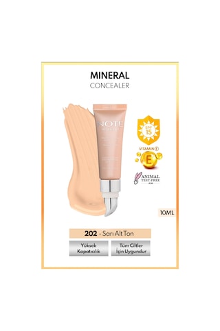 Note Cosmetique Mineral Concealer Spf 15 Yoğun Kapatıcı Metal Başlıklı Göz Altı Kapatıcısı - 202 Orta Açık
