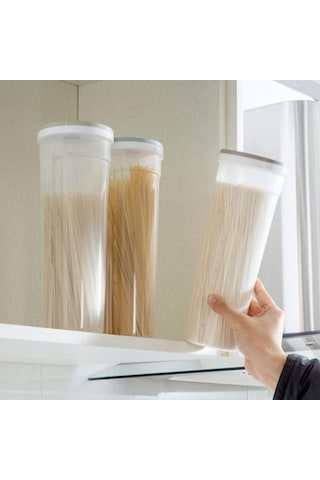 Yüksek Şeffaf Spagetti Makarna Kabı Saklama Kavanozu Kapaklı Bpa İçermez Büyük Kapasiteli Şeffaf Tasarım Hava Geçirmez Sızdırmaz Spagetti Saklayıcı Yeşil