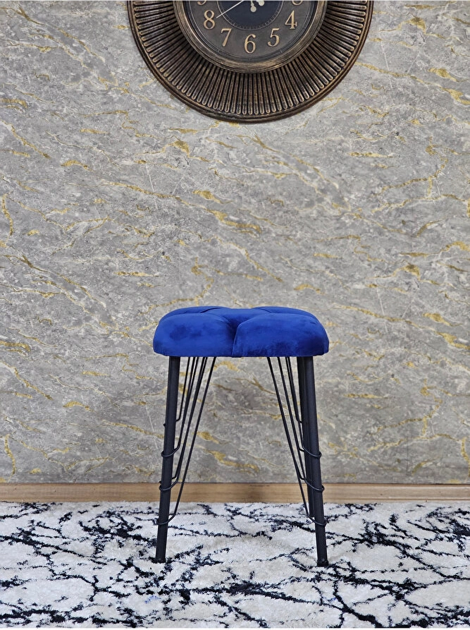 Kare Siyah Boyalı Telli Ayaklı Tabure - Oturak - Bar Taburesi - A Çok Renkli