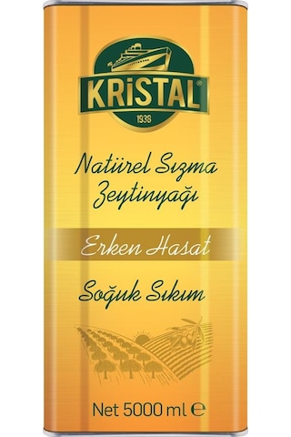 Kristal Erken Hasat Natürel Sızma Zeytinyağı 5 Litre Teneke