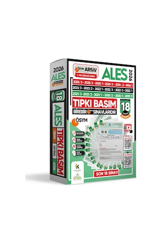 2026 ALES ÖSYM Çıkmış Soru 18li Tıpkı Basım ve 18li (10+8) Anamorfik Özgün Deneme Paketi TG Çözümlü