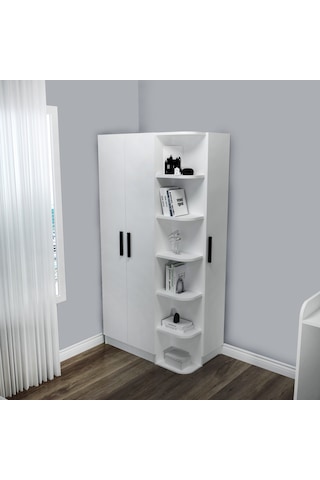 Arnetti Luses 3 Kapaklı Raflı Genç Odası Gardırop, Beyaz - Luses