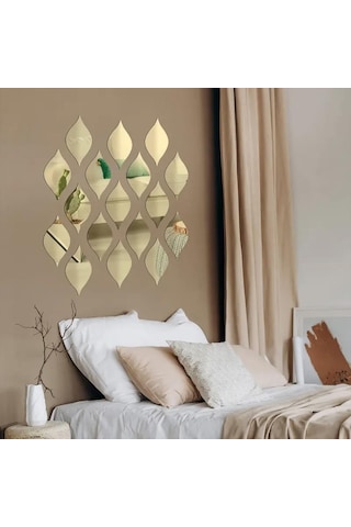 Su Damlası Pleksi Ayna 14x7cm 5 Adet - Gold Gold