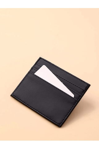 Unisex Mini Ve İnce Deri Dizme Kartlık Portföy Siyah