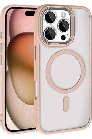 Apple iPhone 16 Pro Max Kılıf Wireless Şarj Özellikli Casen Krom Magsafe Silikon Kılıf