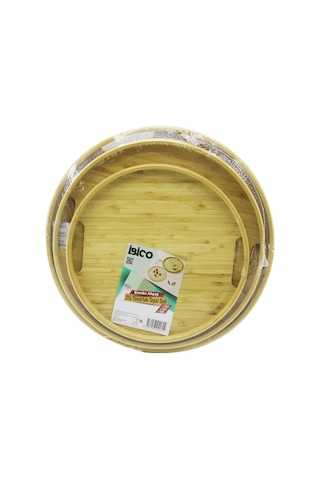 Bambu Ahşap Yuvarlak Tepsi Seti 30/35/38 Cm 3'lü 80 x 180