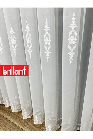 Ayna Gümüş Gri İşlemeli 3 Kat Pileli Ütü İstemez Salon Tül Perde Byz