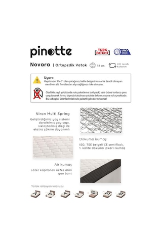 Nironyatak Tek Kişilik 100X200 Cm Ortopedik Novara Yatak