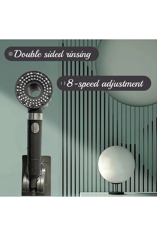 Fastbuy Challenger Koyu Gri 8 Hız Modlu Duş Başlığı Seti 3 Filtreli Yüksek Basınç 150cm Hortum Koyu Gri Koyu Gri