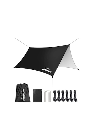 Overmont 3x3 M Su Geçirmez Tarp Güneş Ve Yağmur Koruma Brandası Kamp Için Çadır Aksesuarları Siyah 3 X 3 M