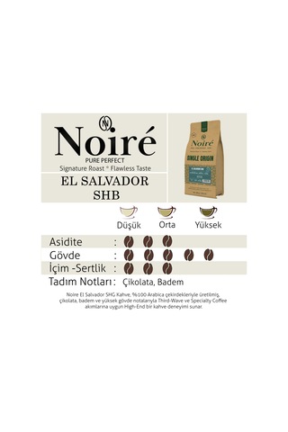 Noire El Salvador Shg 1000g %100 Arabica Single Origin Çekirdek