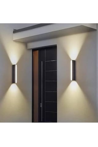 12 Watt Optik Çift Yönlü Dış Ve İç Mekan Uyumlu Duvar Led Apl... Siyah