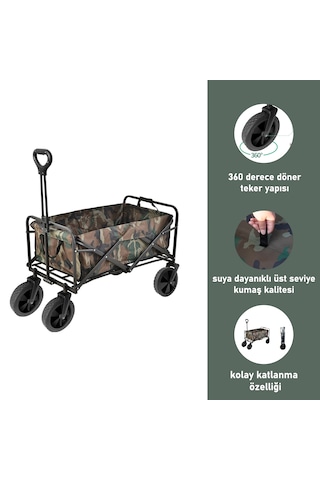 Katlanır Küçük Piknik Tatil Kamp Arabası Frenli, Geniş Tekerlek