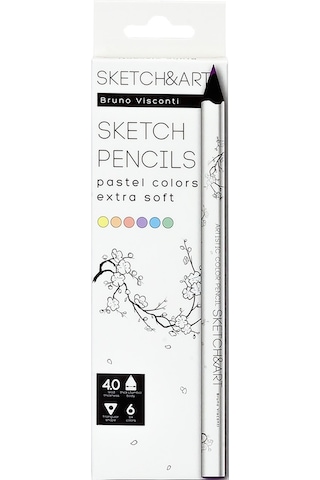 Bruno Visconti "sketch&art" Profesyonel Kuru Boya Kalemi, Kalın Gövde, 4 Mm Grafit. Pastel 6 Renk 30-0118/03