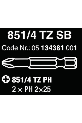 Wera 851/4 TZ Yıldız Bits Uç 2 X 50mm PH2 05134381001