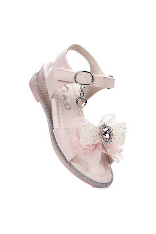 Kiko Kids Bufly Fiyonklu Kız Çocuk Sandalet Ayakkabı Pudra Pudra