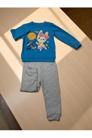 2iplik Takım Baskılı Mavi