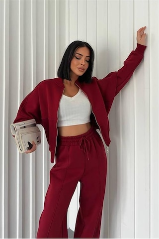 Neşeli Butik Kadın Şardonlu Üç İplik Eşofman Takımı Gts018 - Bordo Bordo