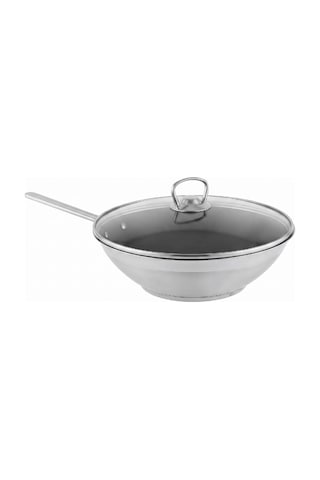 Schafer Held Çelik Wok Tava 28 Cm Cam Kapaklı Gri