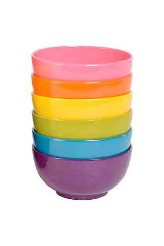 4 Mini Kase 6'li Set - Melamin Yemek Takımı - Küçük, Çocuk, Makarna - Çok Renkli