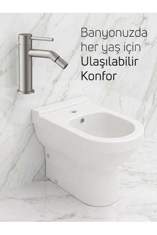 Vitroya Duvara Dayalı Bide Ve Armatür Seti Beyaz