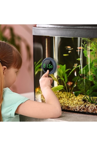 Samdoo Akvaryum Sıcaklık Ölçer, Kablosuz Dokunmatik Led Ekranlı, Yüksek Hassasiyetli, Siyah, Fahrenheit Derecesi