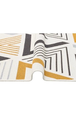 Arya Ar 18 Yellow Grey %100 Geri Dönüşümlü Pamuktan Çift Taraflı Yıkanabilir Modern Dekoratif Kilim
