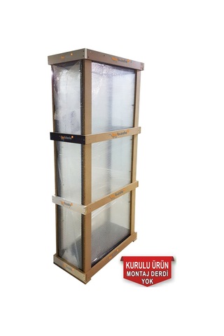 Camlı Vitrin - Camlı Dolap - Camlı Koleksiyon Vitrini 100X100X15 (528132205) Gri