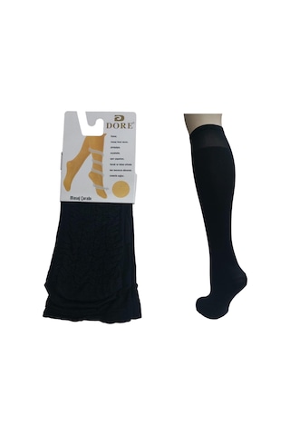 12'li Set Diz Altı Kalın Ten Göstermeyen Kadın Masaj Çorap-siyah Siyah