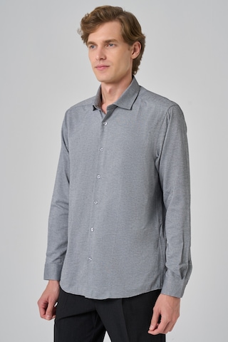 Morven Erkek Gri Slim Fit İtalyan Yaka Gömlek 25mc004069100 Gri Gri