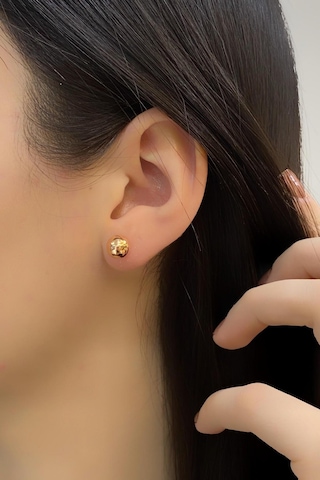 Zümrüt Sarraf 14 Ayar Altın Sarı Top Kadın Küpe