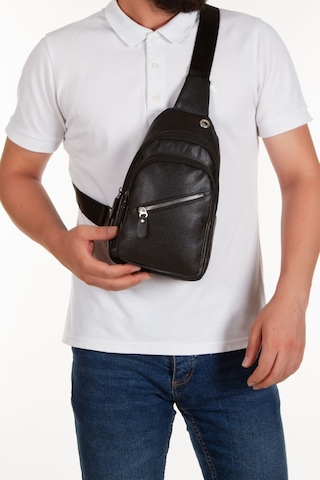 Newish Polo Unisex Siyah Vegan Suni Deri Kulaklık Çıkışlı Çapraz Omuz Ve Göğüs Çantası Günlük,seyahat,okul Siyah