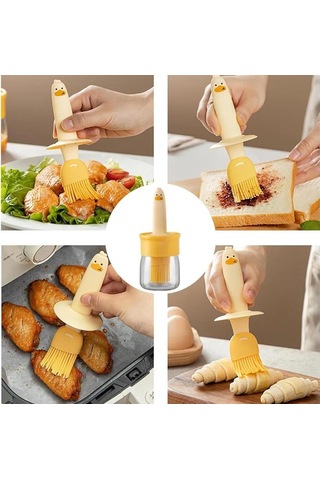 Yuntech01 Mutfak Ve Barbekü İçin Yemek Dereceli Cam Yağ Dağıtıcı, Silikon Fırça İle Entegre Sıcak Dayanıklı Yağ Dolum Botu Çok Renkli