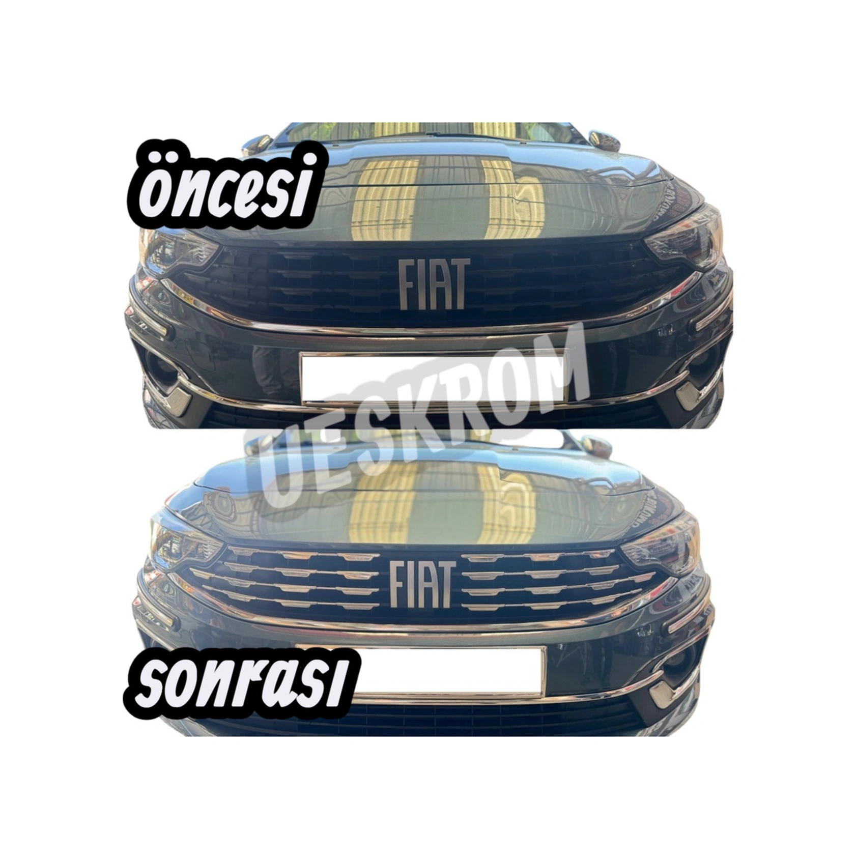 Ueskrom Fiat Egea Krom Ön Panjur 2020 Üzeri Uyumlu 8 Prç. Paslanmaz Çelik