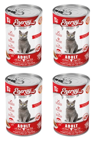 Energy Sığır Etli Yetişkin Yaş Konserve Kedi Maması 4 x 400 G