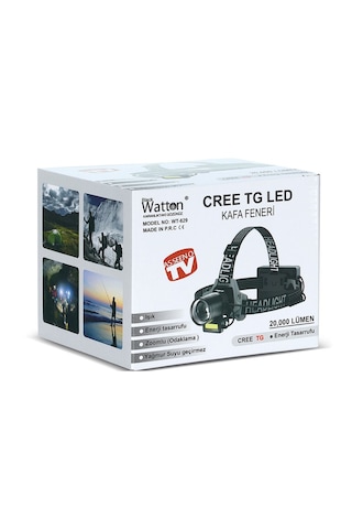 Watton Wt-629 Cree Tg 20,000 Lümen Şarjlıı Kafa Lambası Siyah