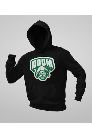 Sevbano Doctor Doom Marvel Karakter Baskılı Unisex Oversize Hoodie Siyah