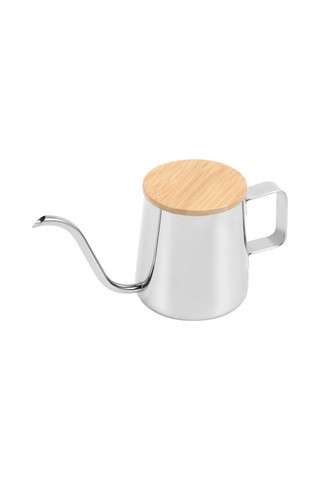 350 Ml Uzun Dar Ağızlı Kahve Potu Kaz Boynu Su Isıtıcısı Paslanmaz Çelik El Damlama Su Isıtıcısı Ahşap Kapaklı Kahve Ve Çay Potu Diğer